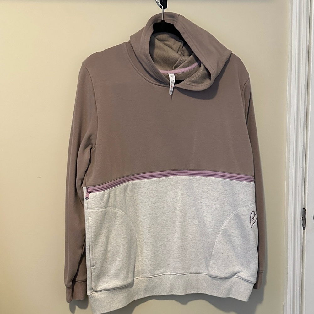 Latched Mama Two-Tone Hoodie in Brown and Cream